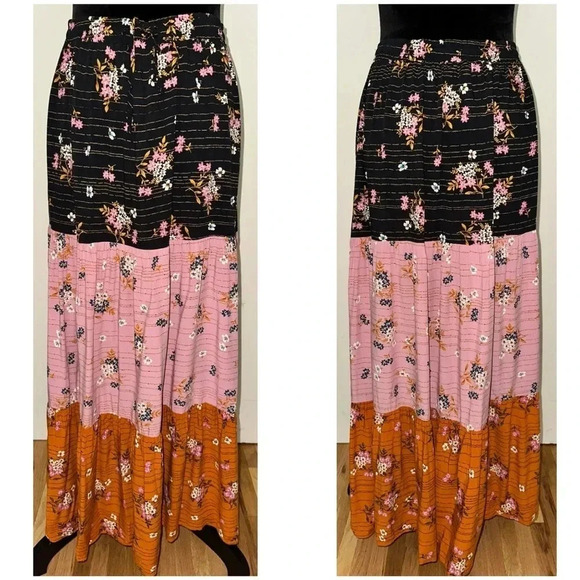 DR2 by Daniel Rainn Floral Tiered Maxi Skirt Multicolor Size L - Picture 2 of 5